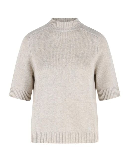 Loulou de Saison White Ruth Short-Sleeve Knitted Sweater