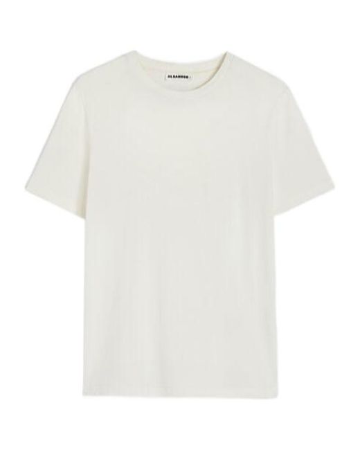 Jil Sander White Crewneck Logo Patch T-Shirt