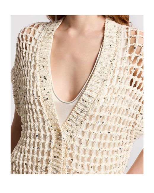 Peserico Natural Open-Knit Cardigan