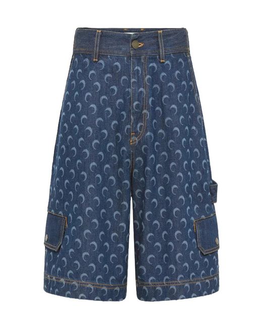 MARINE SERRE Blue Denim Bermuda Shorts for men