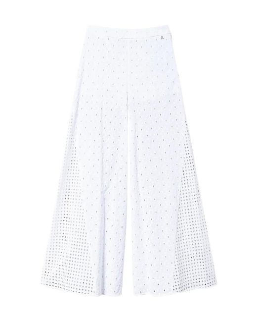 Twinset White Broderie Palazzo Trousers