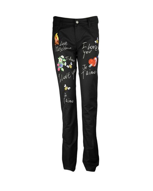 Moschino Black Logo Printed Jeans
