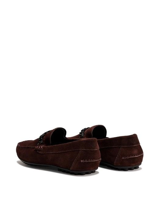 Emporio Armani Brown Suede Loafer Shoes for men