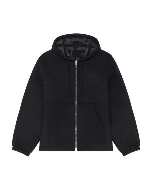 Givenchy Blue 4G Pattern Zipped Hoodie for men