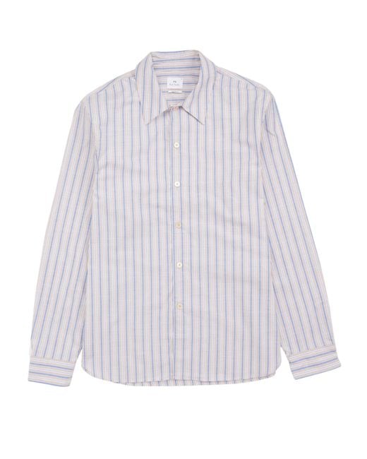 Paul Smith White Striped Button-Down Cotton Shirt for men