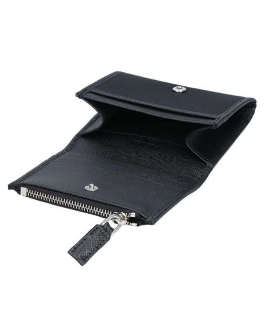 Prada Black Triangle-Logo Zipped Wallet for men