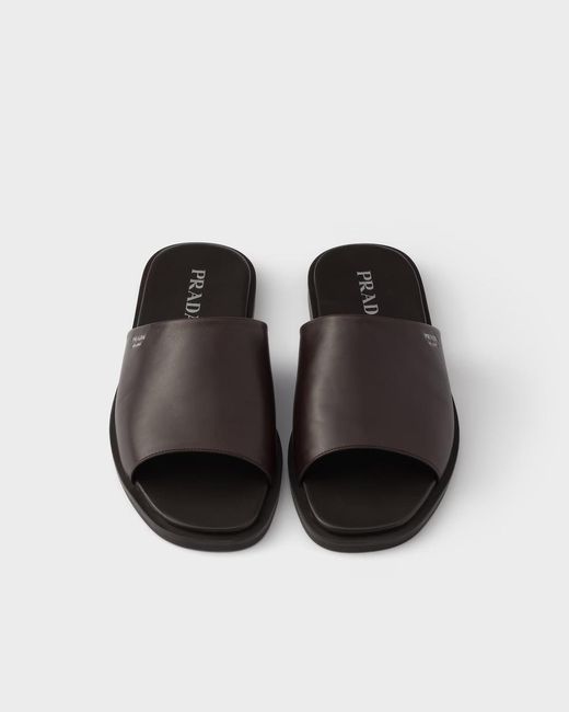 Prada Brown Open-Toe Slides for men