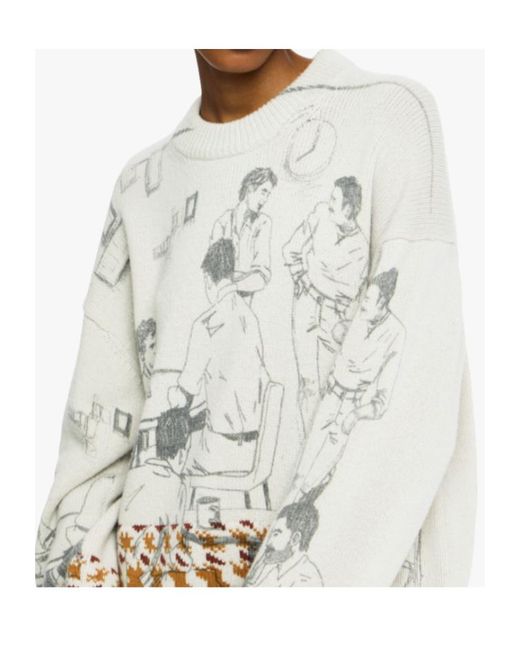 J.W. Anderson White Illustration-Pattern Jumper