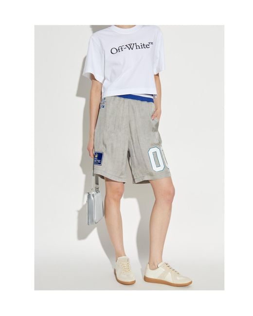 Off-White c/o Virgil Abloh Blue Logo Printed Shorts