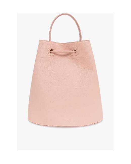 Burberry Pink Logo Plaque Drawstring Bucket Bag