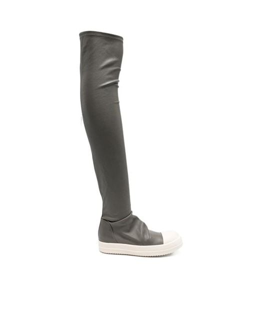 Rick Owens White Knee-High Boots
