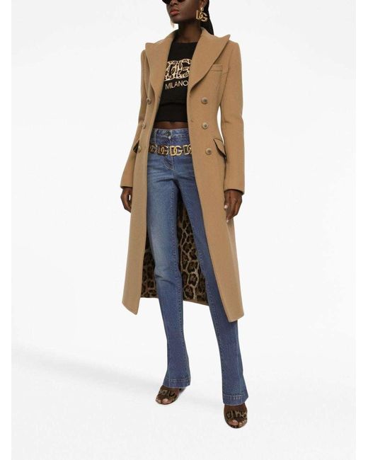 Dolce & Gabbana Natural Long Double-Breasted Coat