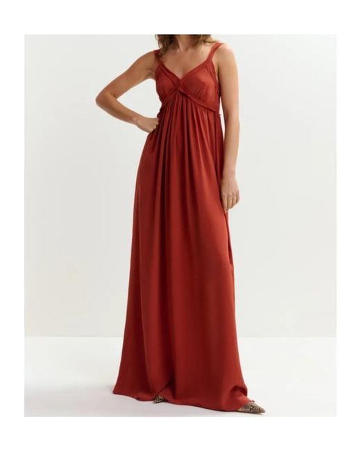 Essentiel Antwerp Red Jacobean Empire Maxi Dress