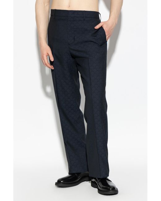 Etro Blue Patterned Tailored Pants for men
