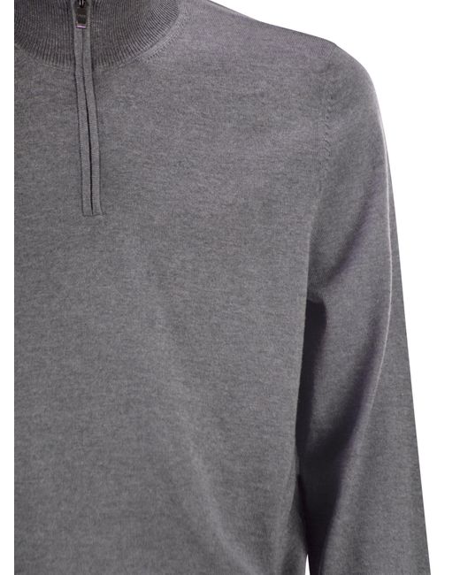 Boss Gray Boss Half Zip Knitted Sweater for men