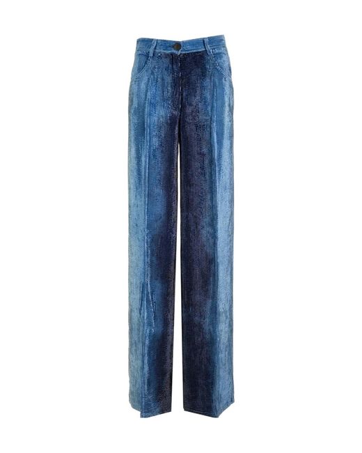Forte_forte Blue Degrade Denim Velvet Wide-Leg Pants