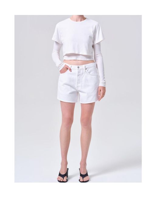 Agolde White Leith Short
