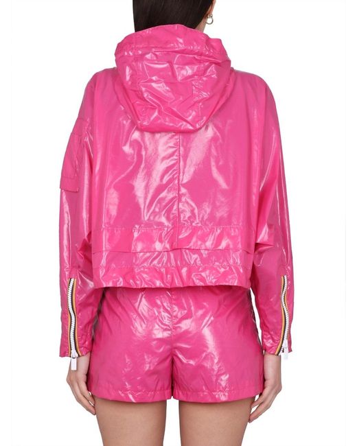 K-Way Pink Cropped Windbreaker Jacket