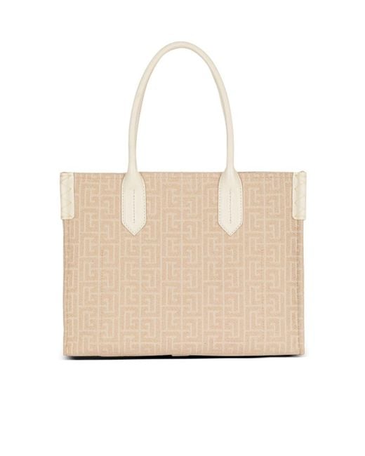 Balmain Natural B-Army 36 Monogrammed Tote Bag