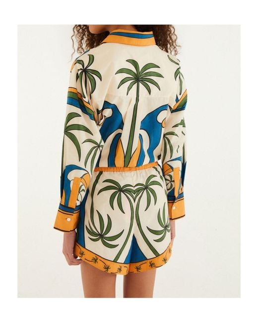 Farm Rio Multicolor Tropical Graphic Drawstring Pockets Shorts