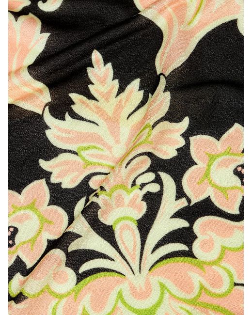 Etro Metallic Floral Printed Wrap Maxi Skirt