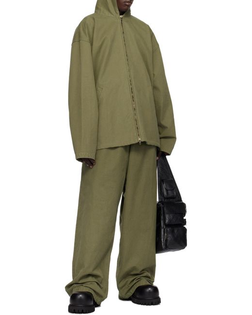 Balenciaga Green Zip-Up Hooded Jacket for men