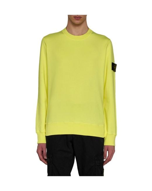 Stone Island Yellow Logo Patch Crewneck Sweatshirt for men