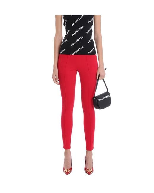 Balenciaga Red Logo Leggings