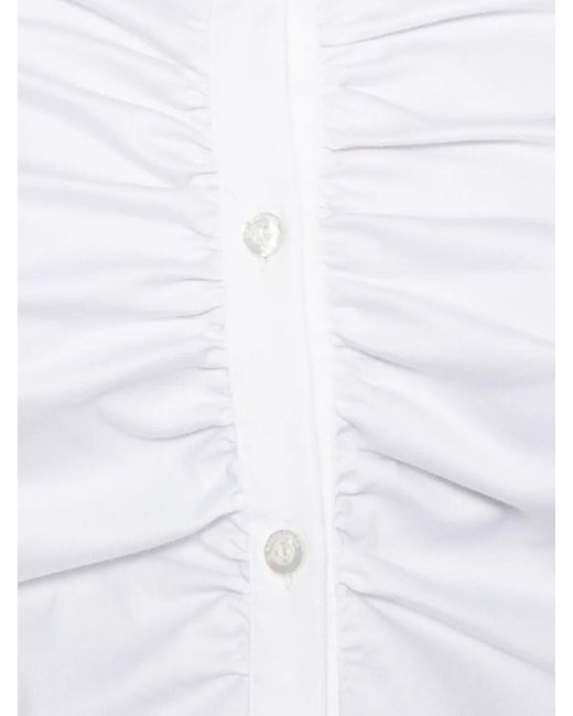 Balenciaga White Ruched Long-Sleeve Shirt