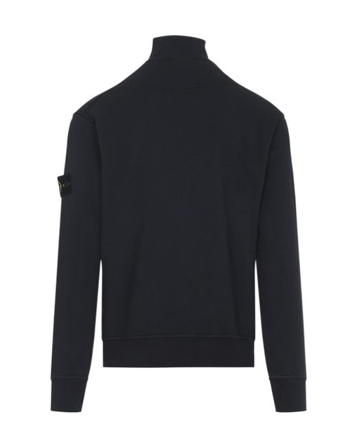 Stone Island Blue Logo Patch Zip-Up Sweatshirt for men