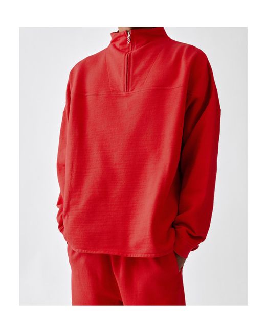 Jacquemus Red Zip-Neck Sweatshirt for men