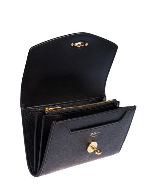 Mulberry Black Darley Logo Engraved Medium Wallet