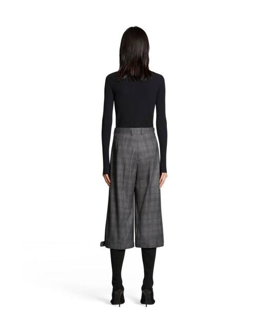 Balenciaga Gray Checked Deconstructed Long Shorts