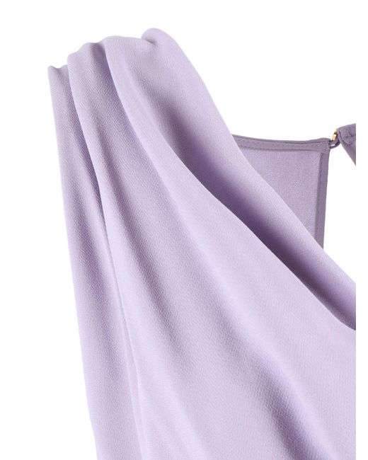 Elisabetta Franchi Purple Train Georgette Crêpe Dress
