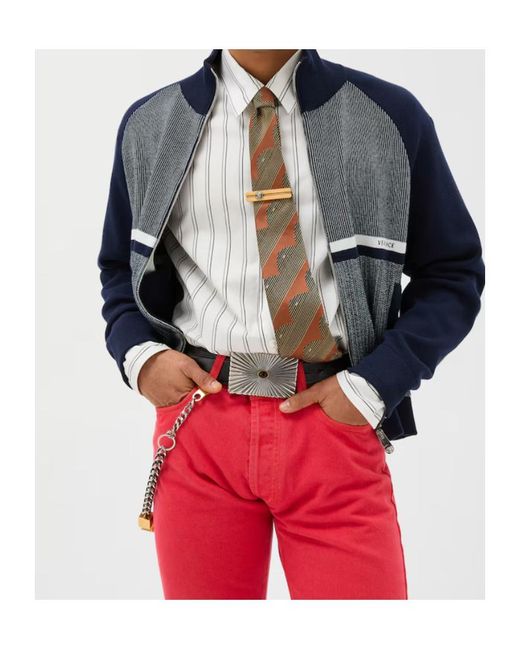 Versace Blue Zip Knitted Sweater for men