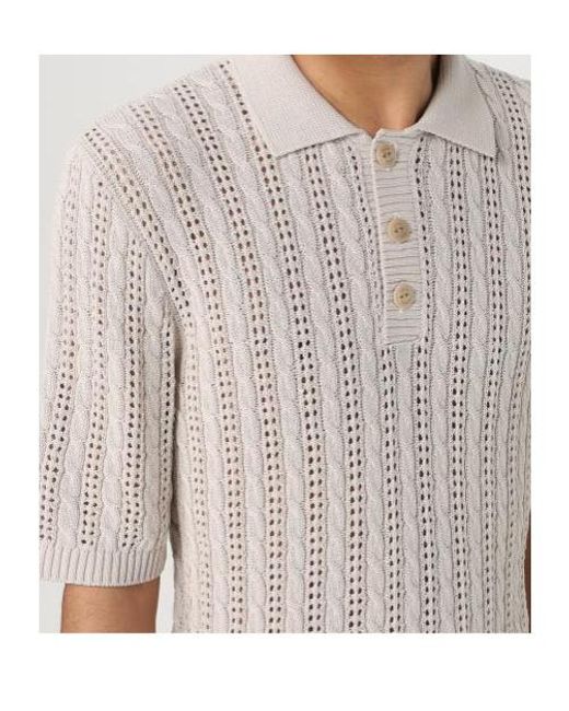 Eleventy White Cable-Knit Polo Shirt for men