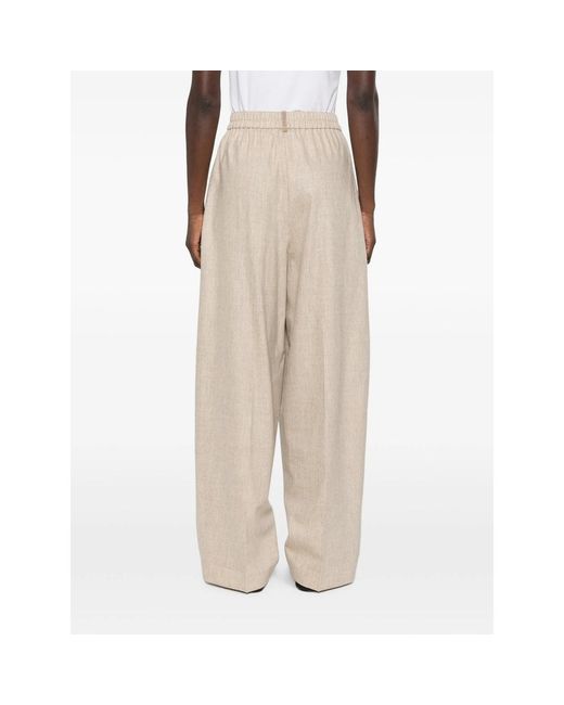 Fabiana Filippi White Pleated Wide-Leg Casual Trousers