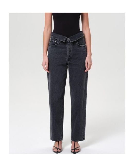 Agolde Blue Echo High-Rise Tapered-Leg Jeans