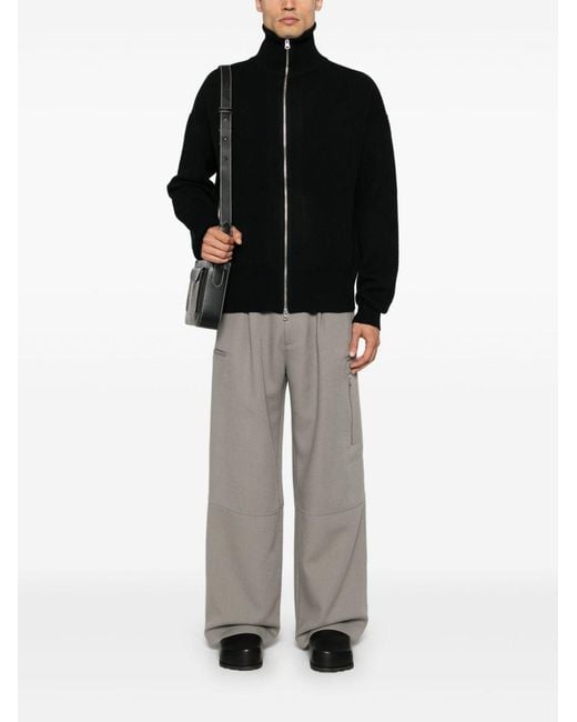 Extreme Cashmere Black Long-Sleeved Zipper Knitted Cardigan