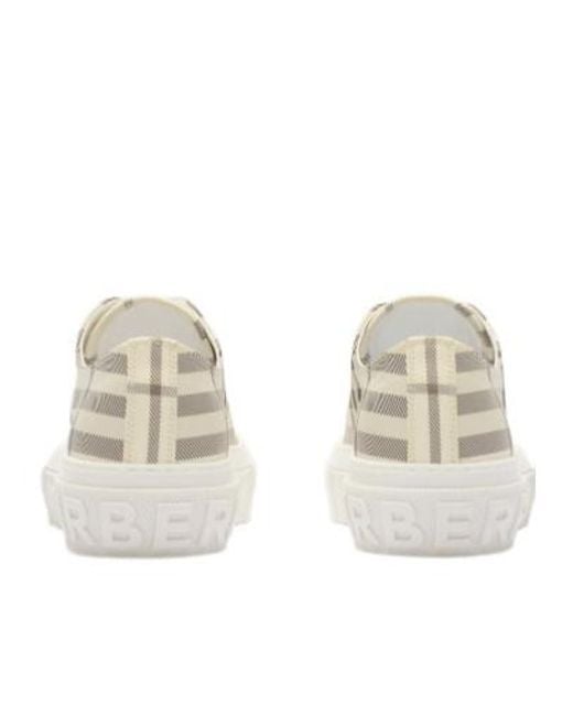 Burberry White Checked Lace-Up Sneakers