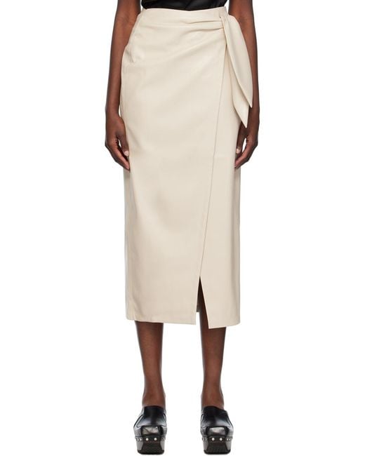 Nanushka Natural Carola Midi Leather Skirt