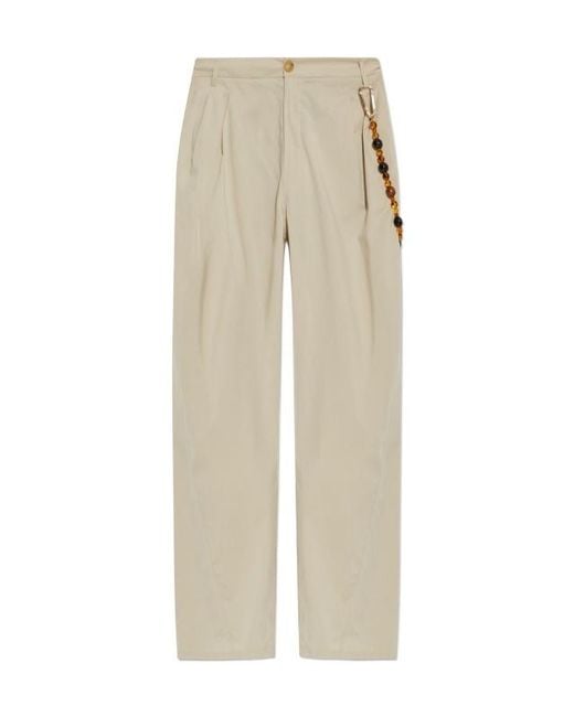 DARKPARK Natural Phebe Beaded Wide-Leg Pants