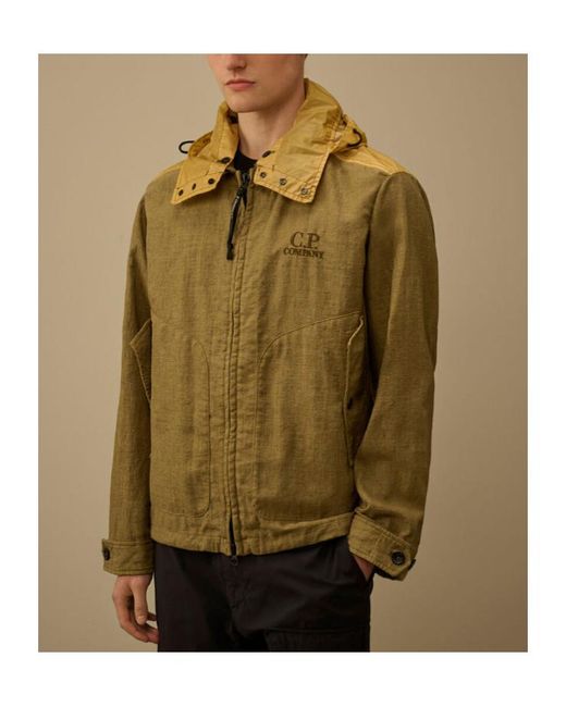 C P Company Green Goggle-Detail Rafia-R Jacket for men