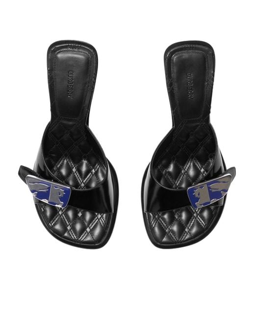 Burberry Black Bay Equestrian Knight Motif Mules