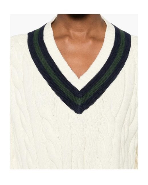 Sporty & Rich Black V-Neck Striped Knitwear