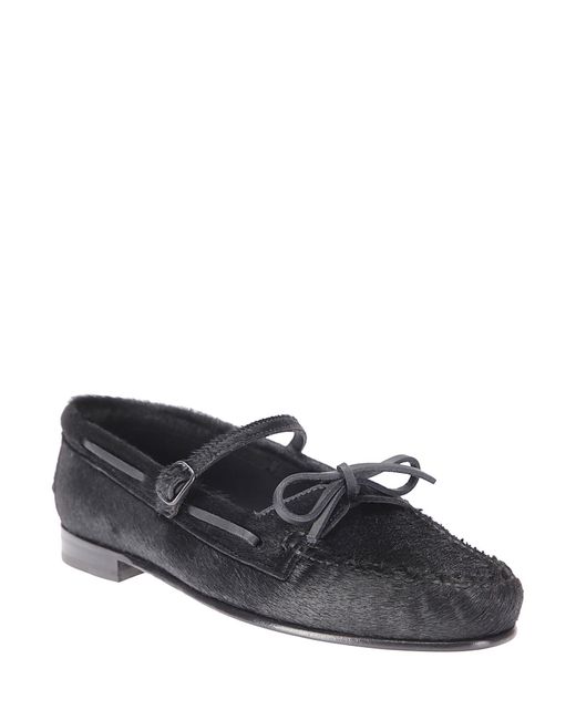 Hereu Blue Buckled Ankle-Strap Flat Shoes