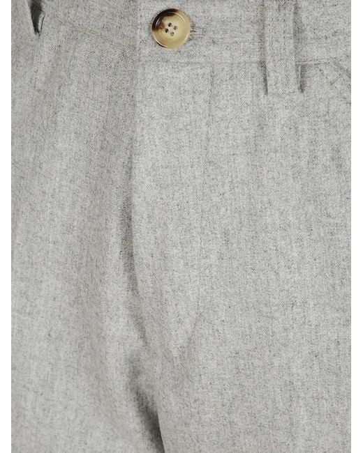Brunello Cucinelli Gray Flat-Front Straight-Leg Pants for men
