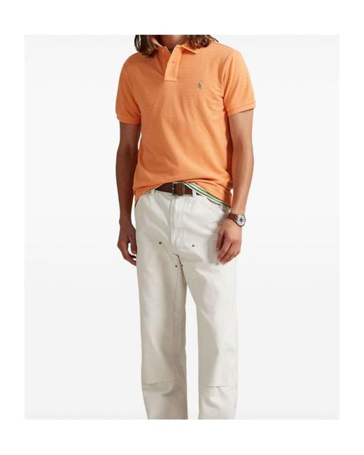 Polo Ralph Lauren Orange Logo-Embroidered Straight Hem Polo Shirt for men