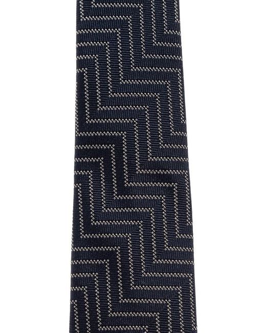 Giorgio Armani Blue Geometric-Pattern Silk Tie for men