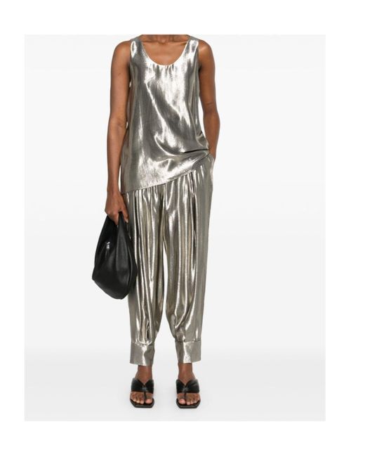 Philosophy Di Lorenzo Serafini Gray Platinum-Tone Silk Top